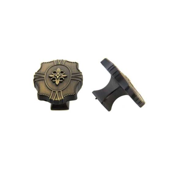 K-82928.ABSB Fleur di Lis Knob Antique Satin Brass